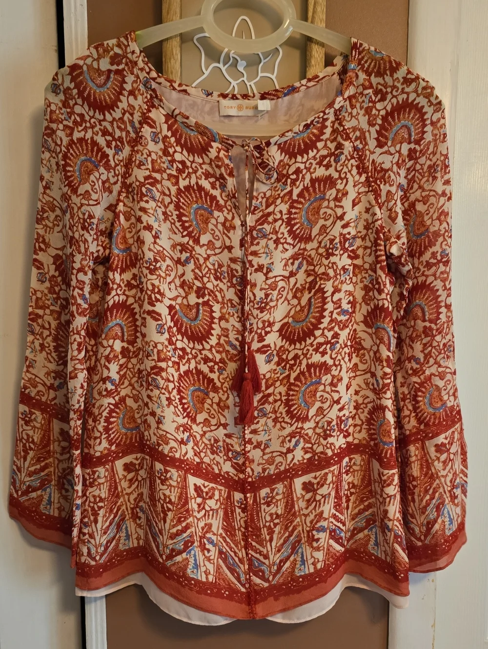 Tory Burch Danica Silk Paisley Tassel-Tie Boho Tunic